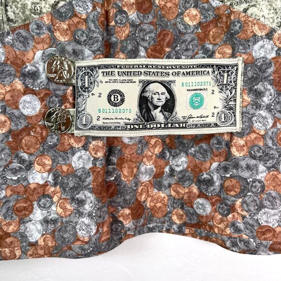 Handmade Money Vest Wearable Art Sz L US Dollar Bills Coins Teacher Accountant - Picture 9 of 9